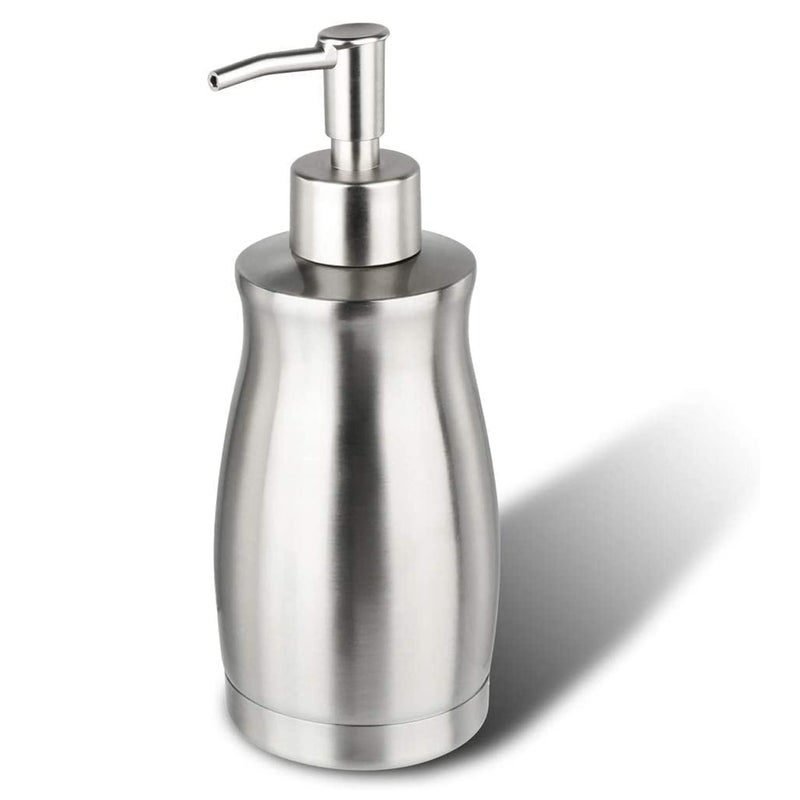GLUBEE Soap Dispenser Stainless Steel - Brushed Nickel Pump Dispenser Bottle Refillable Liquid Hand Dish Soap Dispenser for Bathroom, Kitchen, Countertop, Silver (13.5 Oz / 400ML) - Image 1